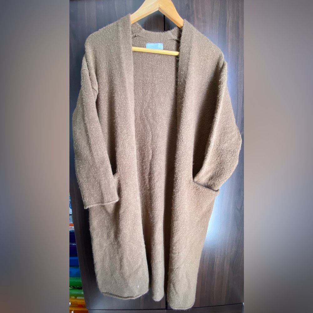 Oak + Fort Brown Open-Front Cardigan